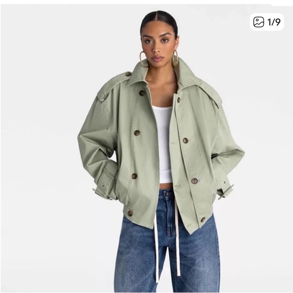 KBB by KAHLANA Women's 'The Cropped Trench' - Olive Coat NWT